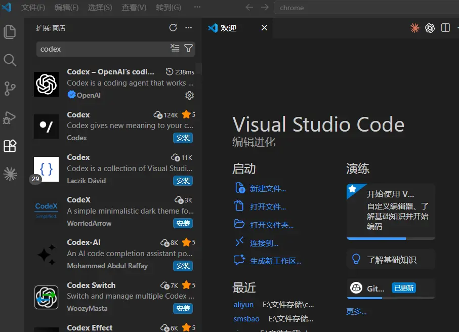 Visual Studio Code编辑器使用codex ai教程